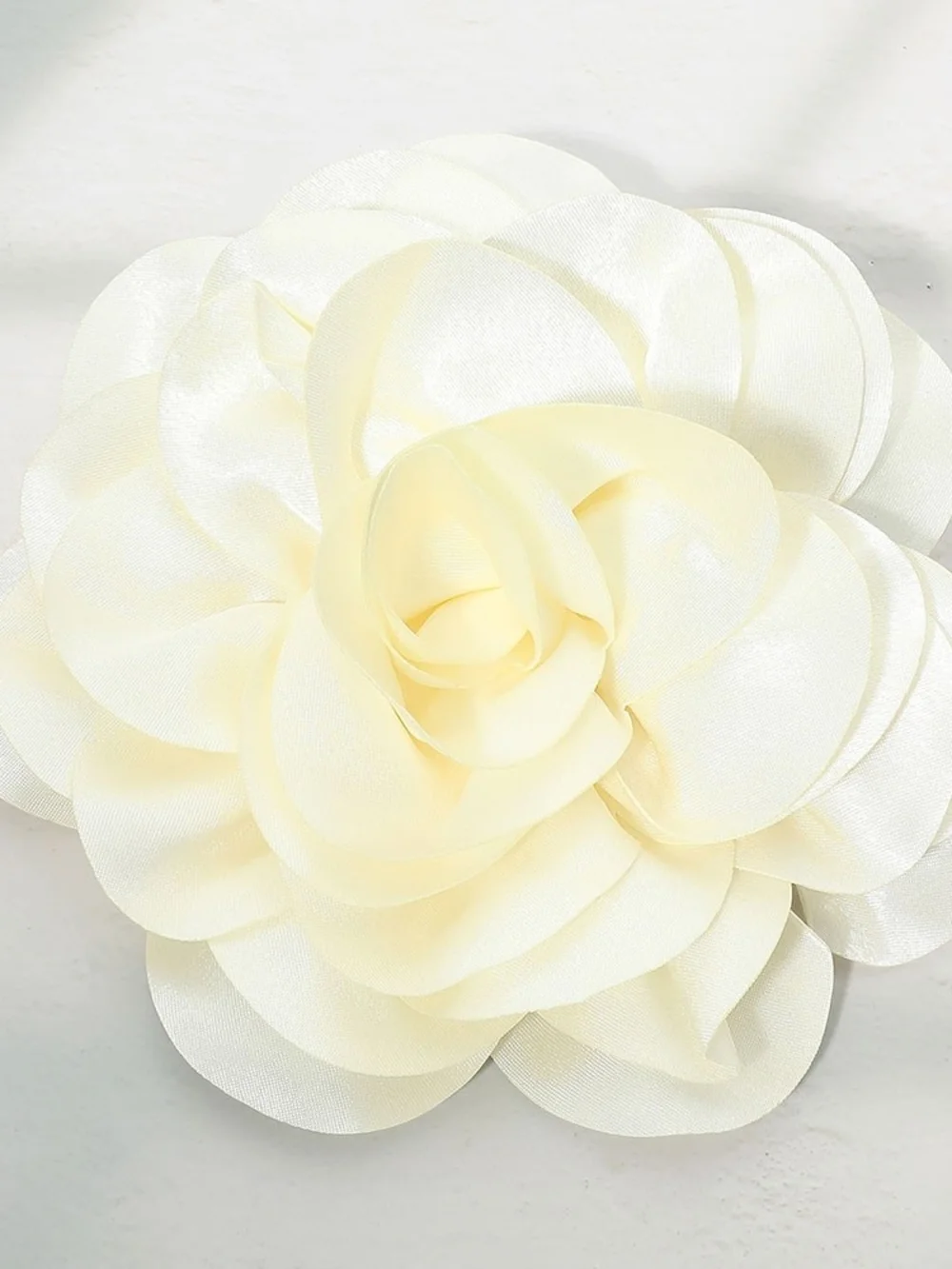 Ivory Oversized Fabric Camellia Flower Brooch Pin Hairpin 3D Womens Statement